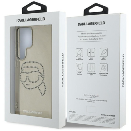Оригинальный чехол Karl Lagerfeld Rhinestones Karl Head Logo для Samsung Galaxy S25 Ultra - black