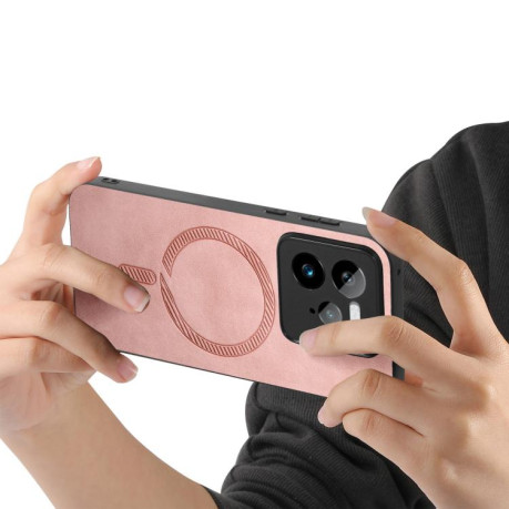 Чехол Retro MagSafe Magnetic PU на Realme GT7 Pro - розовый