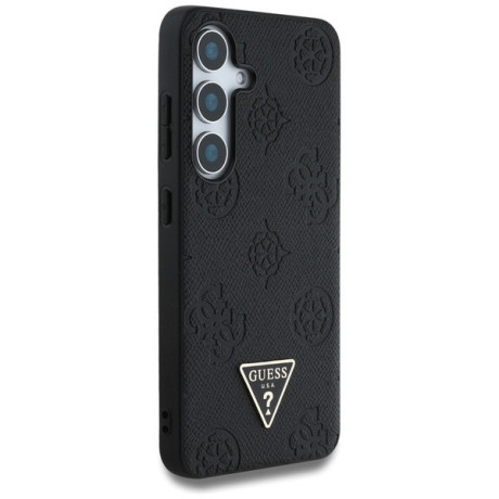 Оригінальний чохол Guess Grained Hot Stamp Peony Pattern Triangle Logo MagSafe для Samsung Galaxy S25 - Black
