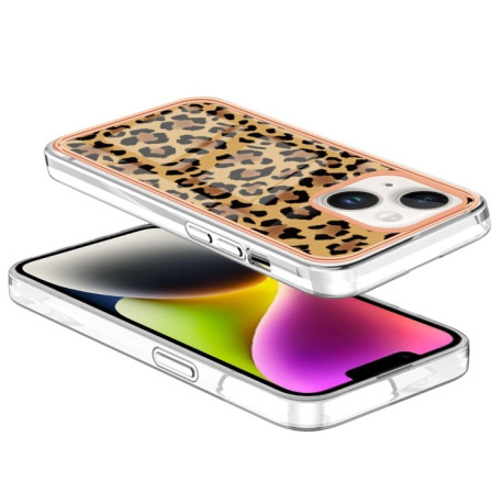 Противоударный чехол Electroplating IMD для iPhone 15 - леопард