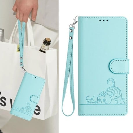 Чохол-книжка Cat Embossing Pattern на Infinix Hot 50 Pro+ 4G - зелений