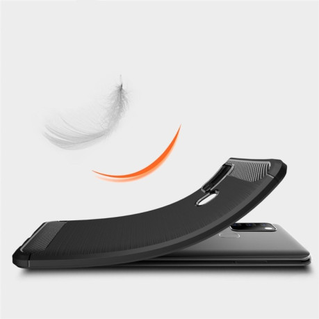 Чехол Brushed Texture Carbon Fiber на Samsung Galaxy A21s - черный