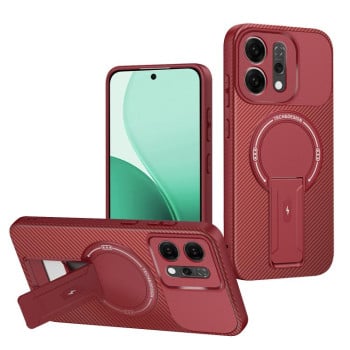 Протиударний чохол Carbon Fiber Texture (MagSafe) на OPPO Reno14 5G Global — червоний