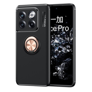 Ударозащитный чехол Metal Ring Holder 360 Degree Rotating на OnePlus 10T/Ace Pro - черно-золотой