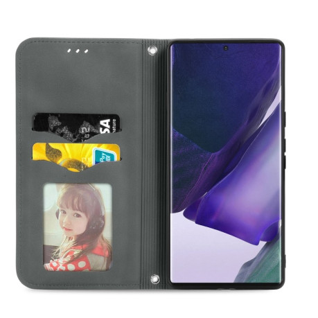 Чехол-книжка Retro Skin Feel Business Magnetic на Samsung Galaxy S22 Ultra 5G - серый
