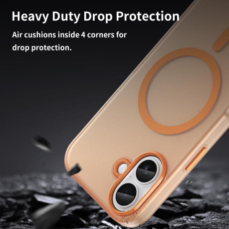 Противоударный чехол MagSafe Frosted Translucent TPU + PC для iPhone 17 - оранжевый