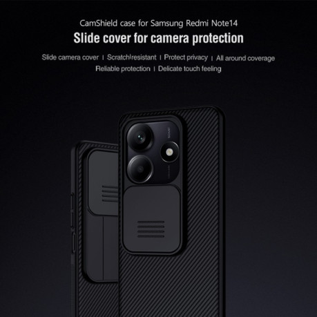 Противоударный чехол NILLKIN Black Mirror Series на Xiaomi Redmi Note 14 5G - синий