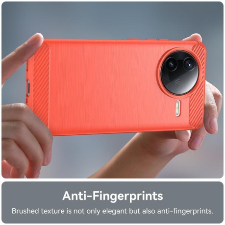 Противоударный чехол Brushed Texture Carbon Fiber на Xiaomi Poco F7 Pro 5G - красный