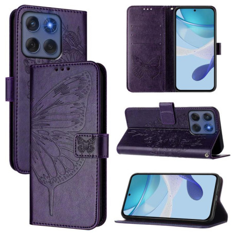 Чохол-книжка Embossed Butterfly на Motorola Edge 5G 2025 / 60 Fusion 5G - фіолетовий