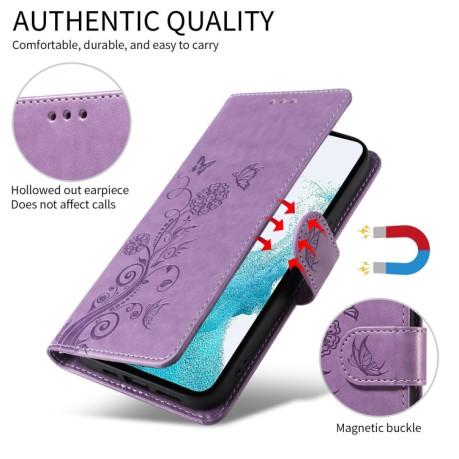 Чохол-книжка Embossed Butterfly для Samsung Galaxy A16 5G - фіолетовий