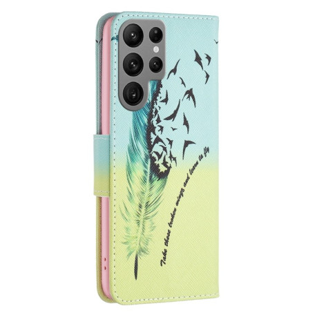 Чехол-книжка Colored Drawing Pattern для Samsung Galaxy S25 Ultra 5G - Feather