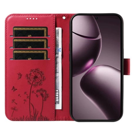 Чехол-книжка Dandelion Embossed Pattern Flip Leather на Xiaomi 15T 5G - красный
