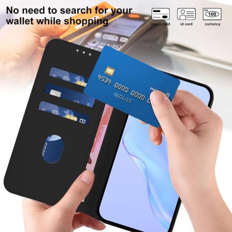 Чехол-книжка с мягким покрытием (Skin Feel) со шнурком на OPPO Reno14 5G Global - черный