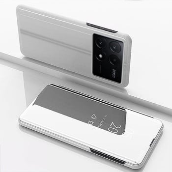 Чехол книжка Clear View на Xiaomi Poco F6 Pro - серебристый