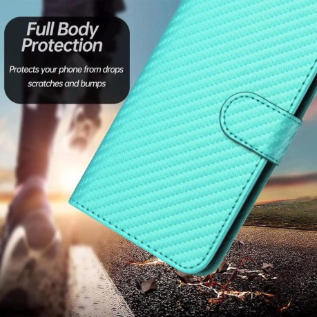 Чехол-книжка Carbon Fiber Texture на Realme GT7 Pro  - голубой