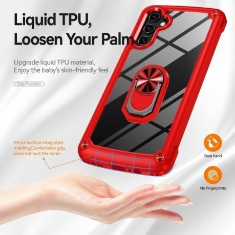 Противоударный чехол Acrylic Ring Holder на Samsung Galaxy A16 5G - красный