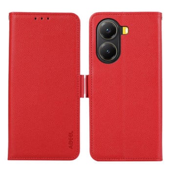 Шкіряний чохол-книжка ABEEL Genuine Leather RFID для Xiaomi Poco X7 Pro - червоний