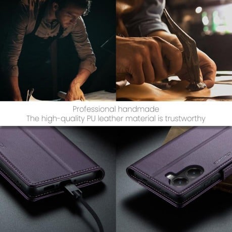 Чохол-книжка CaseMe 023 Butterfly Buckle Litchi RFID Anti-theft Leather для Xiaomi Poco X7 Pro - фіолетовий