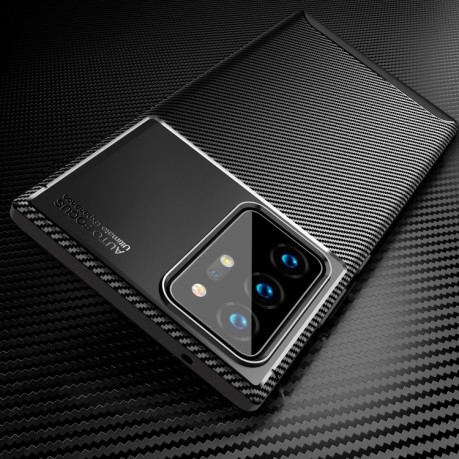 Ударозащитный чехол HMC Carbon Fiber Texture на Samsung Galaxy S21 Ultra - черный