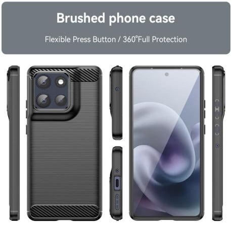 Чехол Brushed Texture Carbon Fiber на Motorola Moto G86 5G - черный