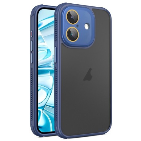 Противоударный чехол Side Cooling Skin Feel Frosted для  iPhone 16 Plus - синий