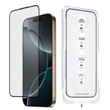 Защитное Стекло Dust-Free Easy Install HD Tempered Glass для iPhone 16 Pro - черное
