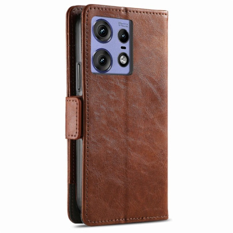 Чехол-книжка Dual-side Magnetic Buckle для Motorola Edge 50 Ultra - коричневый