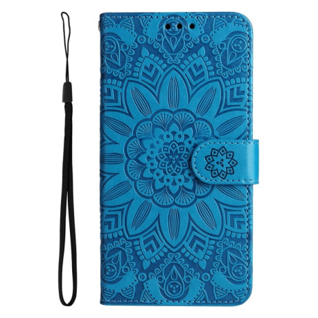 Чехол-книжка Embossed Sunflower для  iPhone 14 Pro Max - синий