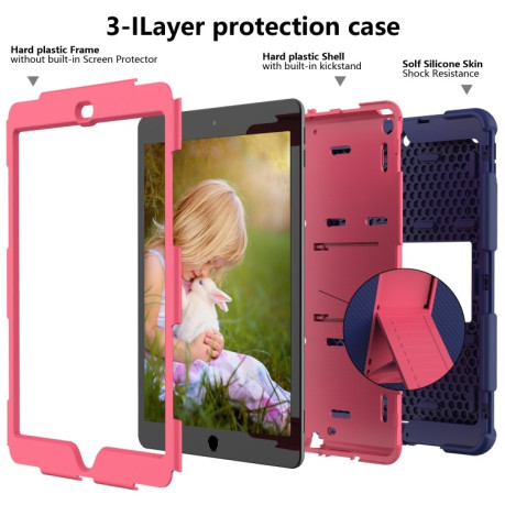 Противоударный чехол Two-Color Silicone Protection с держателем для стилуса на iPad 9/8/7 10.2 (2019/2020/2021) - сине-розовый