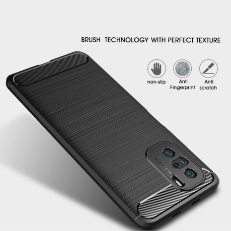 Чехол Brushed Texture Carbon Fiber на Xiaomi Mi 11i/Poco F3/Redmi K40/K40 Pro - черный