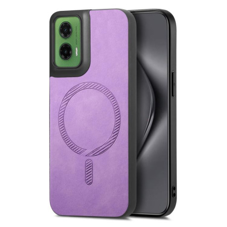 Чехол Retro MagSafe Magnetic PU на Motorola Moto G35 - фиолетовый