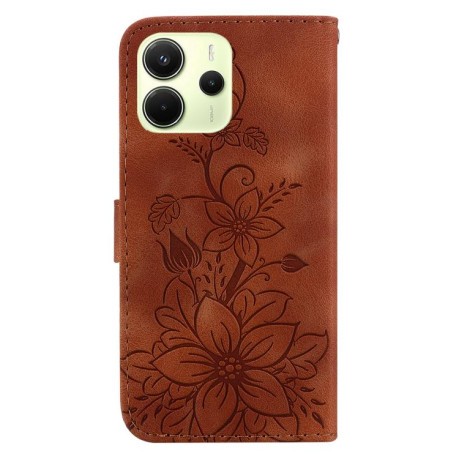 Чохол-книжка Lily Embossed Leather для Xiaomi Redmi Note 14 4G 164.84mm - коричневий