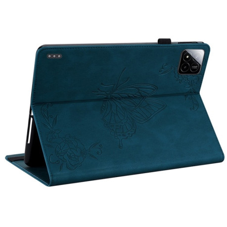 Чехол-книжка Butterfly Flower Embossed Leather на Xiaomi Pad 7 / Pad 7 Pro - синий