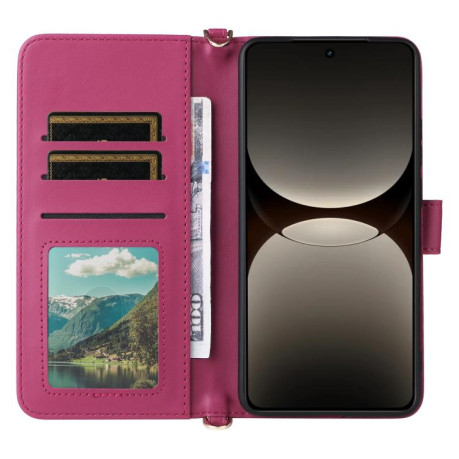 Чехол-книжка Multifunctional 6-Card Slots Leather на Realme GT 7 Pro - пурпурно-красный
