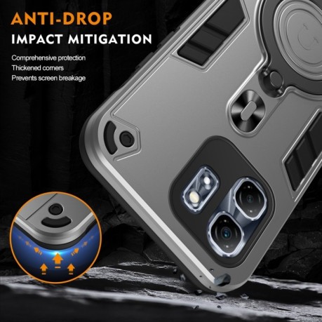 Ударозащитный чехол Metal Ring Holder 360 Degree Rotating на Infinix Hot 50i / Smart 9 - серый