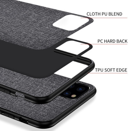 Противоударный чехол Cloth Texture на iPhone 11 Pro- небесно- голубой