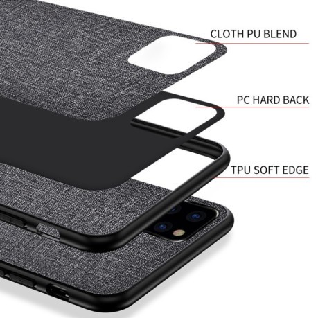 Противоударный чехол Cloth Texture на iPhone 11 Pro- серый