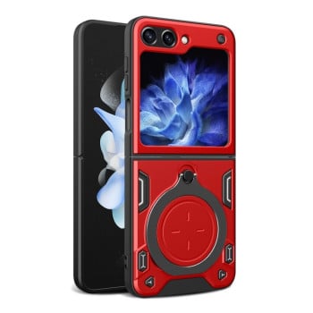 Чохол із шторкою камери CD фактурою та підставкою на Samsung Galaxy Flip 5 - червоний