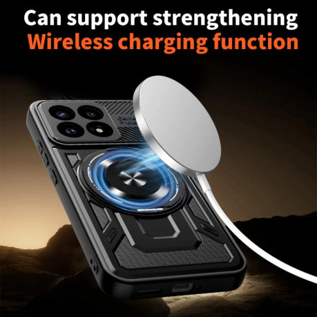 Противоударный чехол Armor Rotating Holder MagSafe на Xiaomi Redmi K90 / Poco F8 Pro — синий