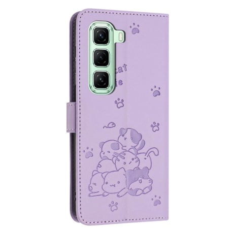Чохол-книжка Embossed Kitten Phone Leather на Infinix Hot 60 Pro+ 4G - фіолетовий