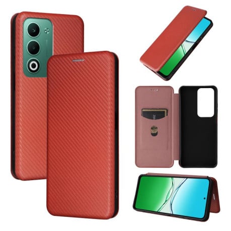Чохол-книжка Carbon Fiber Texture на OPPO A5 5G/4G Global - коричневий