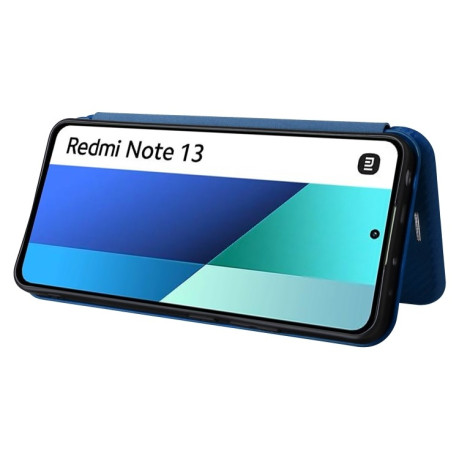 Чехол-книжка Carbon Fiber Texture на Xiaomi Redmi Note 13 4G - синий
