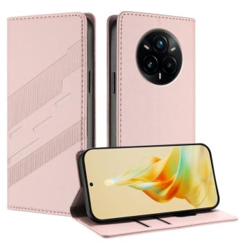 Чехол-книжка Embossed Multi-functional Wallet Retro Leather на Realme 14 Pro+ - розовый