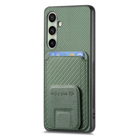 Противоударный чехол Carbon Fiber Card Bag для Samsung Galaxy A36 - зеленый