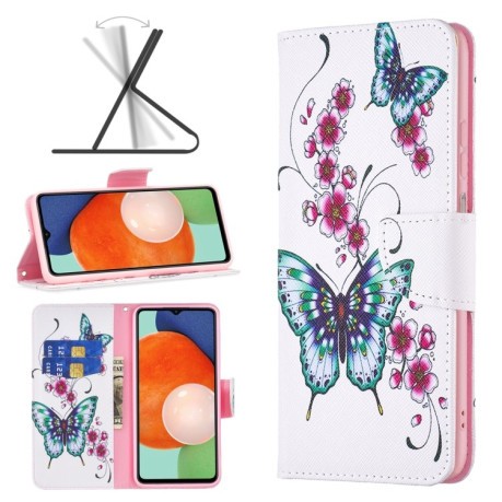 Чехол-книжка Colored Drawing Pattern для Samsung Galaxy A13 4G - Peach Blossom Butterfly