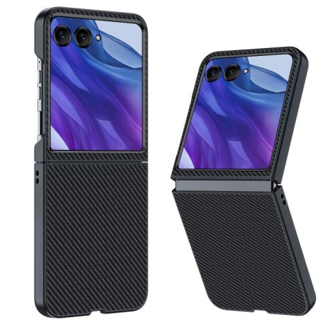 Противоударный чехол Carbon Fiber Texture Printing для Motorola Razr 60 Ultra 5G - черный