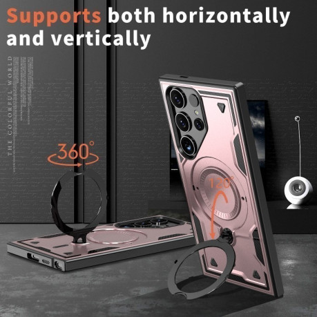 Протиударний чохол MagSafe Holder Armor PC Hybrid  для Samsung Galaxy S25 Ultra 5G - рожеве золото