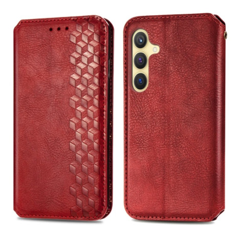 Чехол-книжка Cubic Grid для Samsung Galaxy S25+ 5G - красный