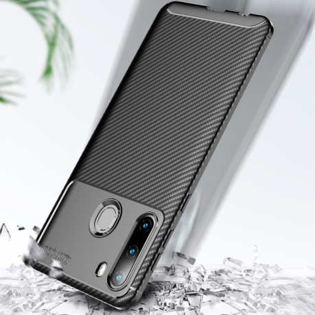 Ударозахисний чохол HMC Carbon Fiber Texture Samsung Galaxy A21 - коричневий
