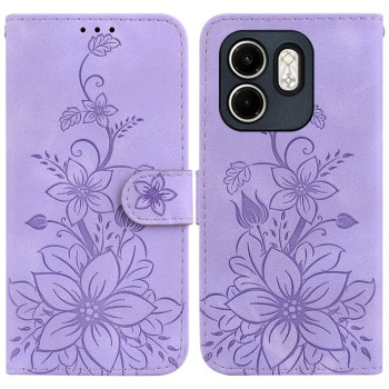 Чехол-книжка с тиснением Lily и магнитной застежкой на Infinix Hot 50i / Smart 9 - фиолетовый